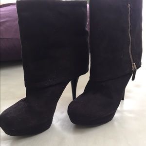 Cuffed suede stilettos